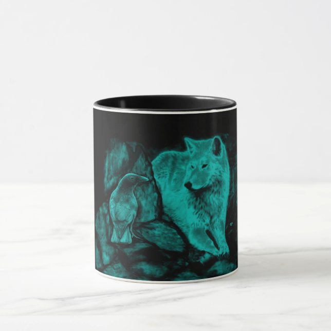 Mug Loup et corbeau dans la nuit (Centre)