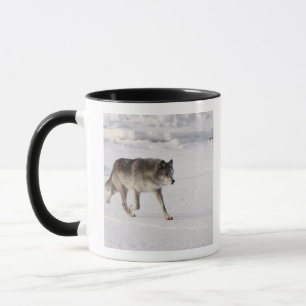 Mug Loup fonctionnant dans la neige