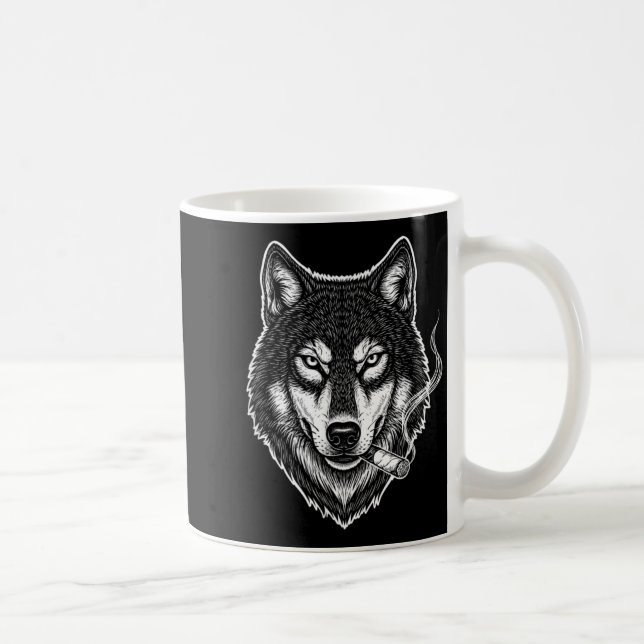 Mug Loup Fumeur Mème Drôle Design Cigarette Vintage (Droite)