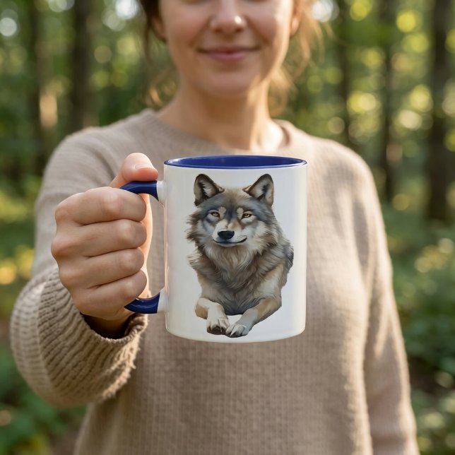 Mug Loup gris à l'aquarelle (Créateur téléchargé)