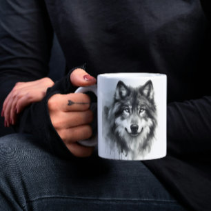 Mug Loup gris majestueux étonnant Aquarelle Faune