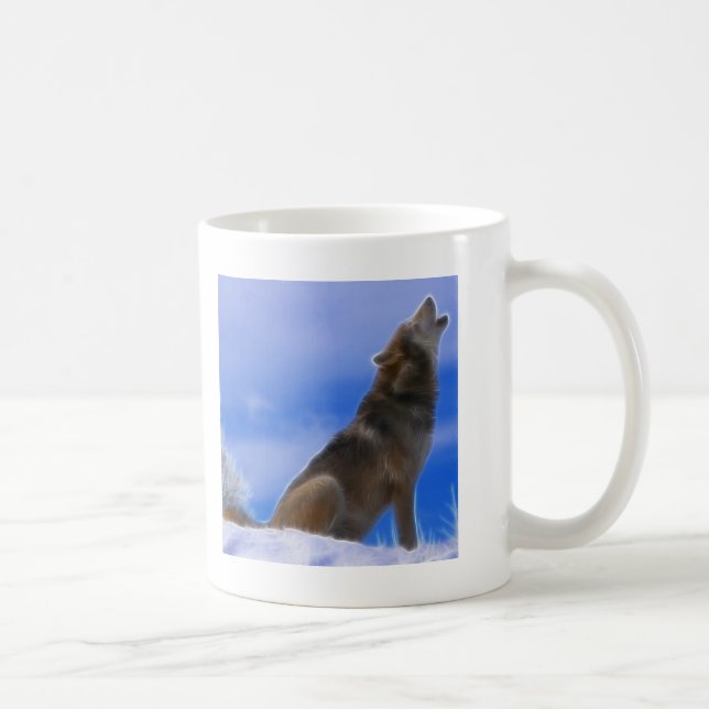 Mug Loup gris mis en danger par hurlement isolé (Droite)