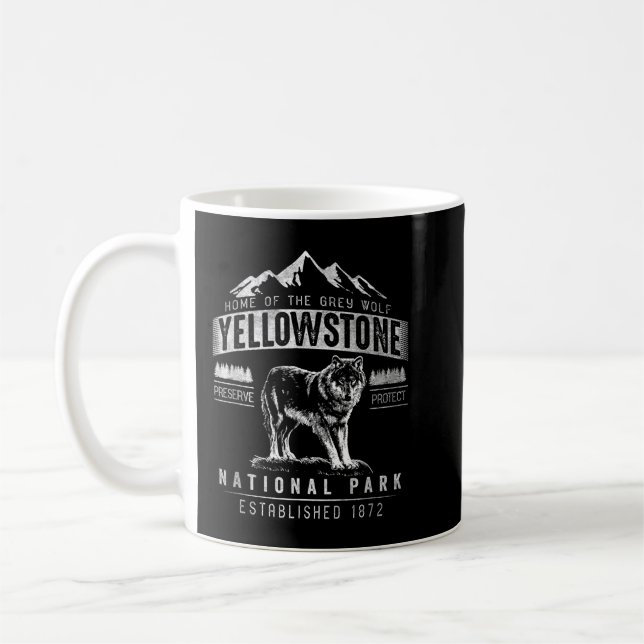Mug Loup Gris Vintage Parc National de Yellowstone (Gauche)