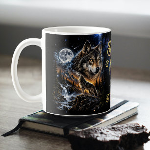 Mug Loup hurlant à la lune Forêt Faune Nature