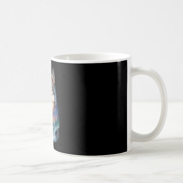 Mug Loup hurlant à la lune sous beau loup (Droite)