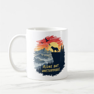 Mug Loup hurlant Sur La Lune, Seul Mais Inarrêtable