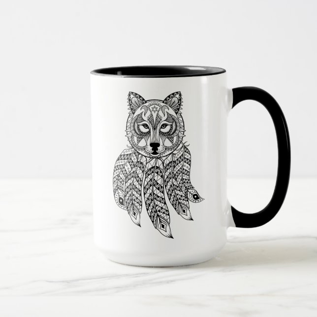 Mug Loup inspiré avec Dreamcatcher (Droite)