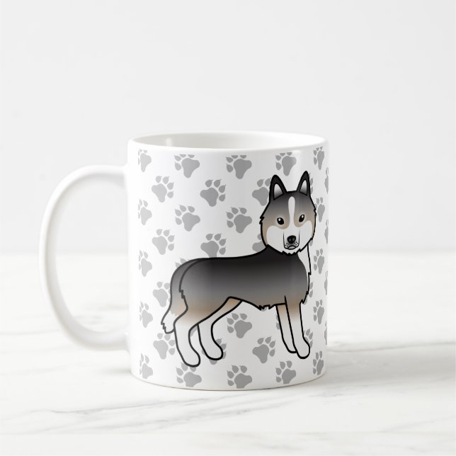 Mug Loup Léger Gris Husky Sibérien Chien de Dessin Ani (Gauche)