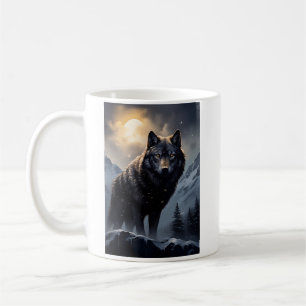 Mug Loup noir dans les montagnes de neige