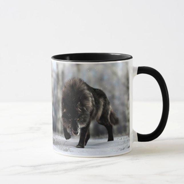 Mug Loup noir en colère (Droite)
