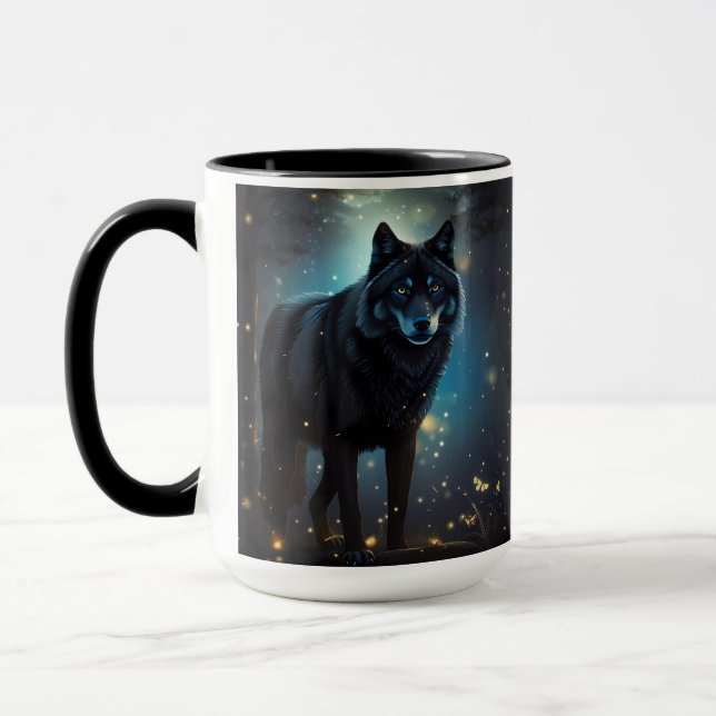 Mug Loup noir sombre et mystérieux (Gauche)