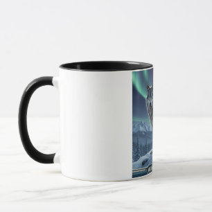Mug Loup 🐺 ❄️   Northern Lights Wildlife Art 🌌