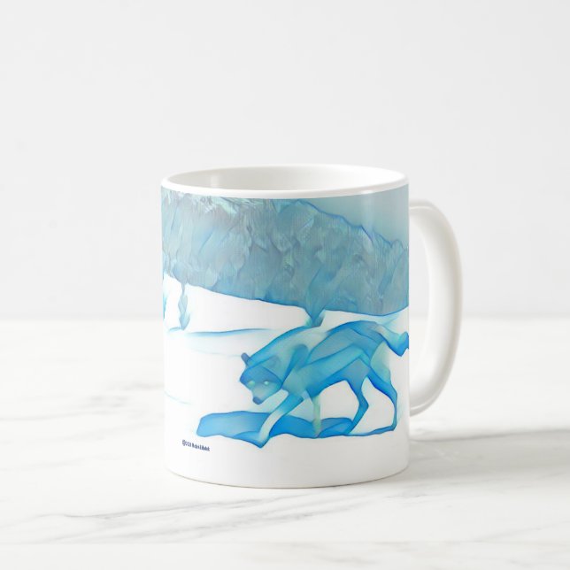 Mug Loup solitaire dans WInter (Devant droit)