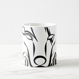 Mug Loup tribal noir et blanc