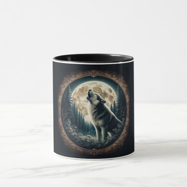 Mug Loup vintage et lune classique (Centre)
