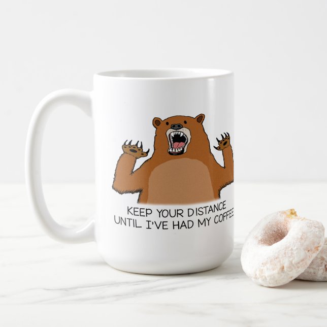 Mug L'ours drôle est féroce avant café (Avec donut)
