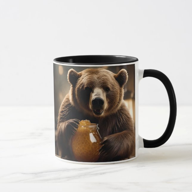 Mug  L'ours gourmand et son pot de miel doré. (Droite)