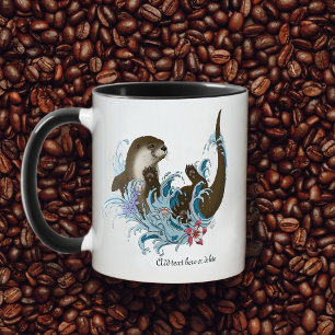 Mug Loutre de rivière fantaisiste bleue ludique éclabo