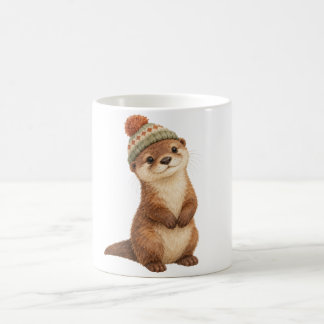Mug Loutre en bas âge portant un chapeau tricoté