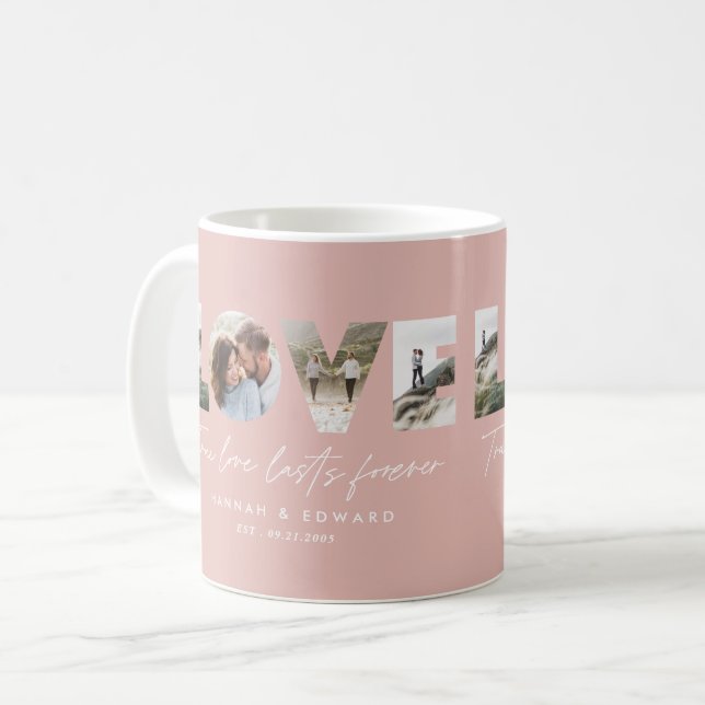 Mug Love 4 photo moderne minimaliste cadeau personnali (Devant gauche)