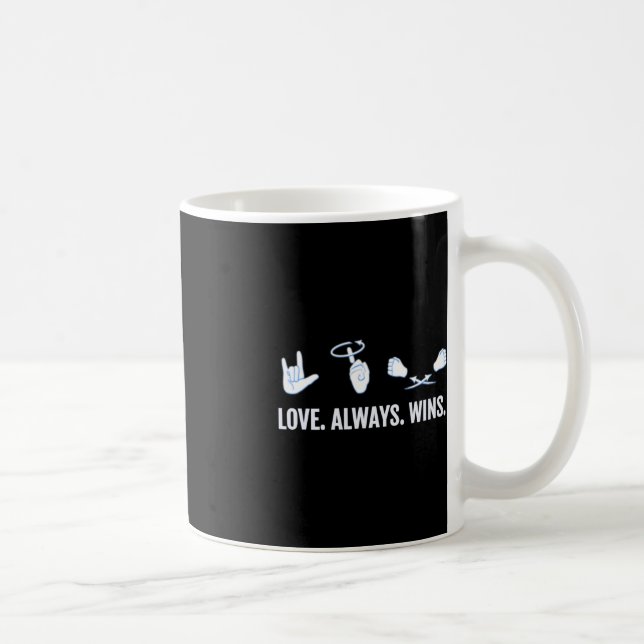 Mug Love Always Wins ASL Deaf Aware Sign Language (Droite)