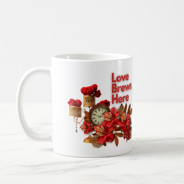 Mug Love Brews Here - Celebrate Love This Valentine's (Gauche)