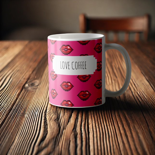 Mug Love Café Rouge Lèvres Valentines Baisers Motif (Créateur téléchargé)