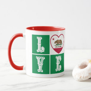 Mug Love California Republic State Drapeau Heart Pride