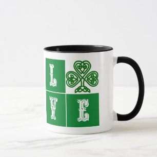 Mug Love Celtic Coeurs Shamrocks