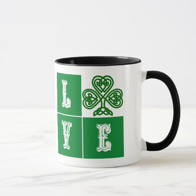 Mug Love Celtic Coeurs Shamrocks (Droite)