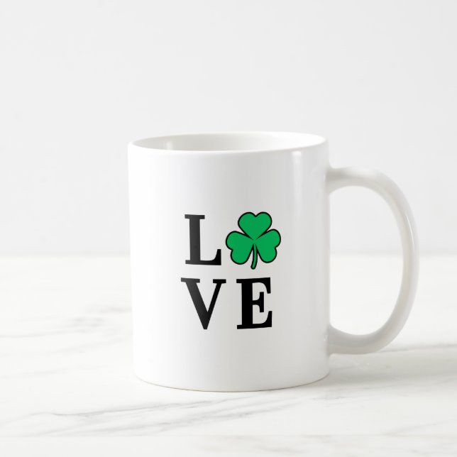 Mug LOVE Clover Shamrock Irlande St Patrick texte basé (Droite)