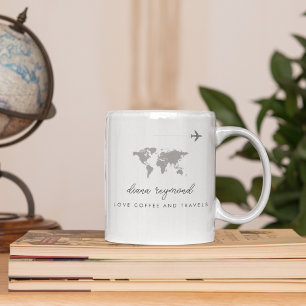 Mug Love Coffee et Voyage avion & carte du monde
