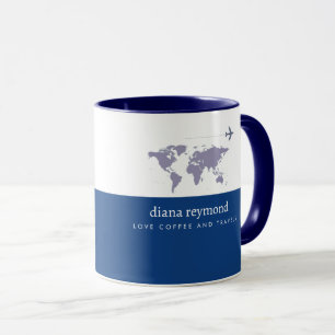Mug Love Coffee et Voyages I plan & plan du monde