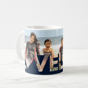 Mug Love Custom Family Photo Dark Blue