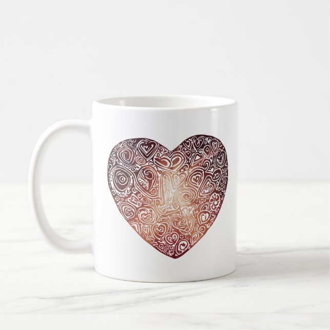 Mug Love Doodle Heart Art Abstrait (Gauche)