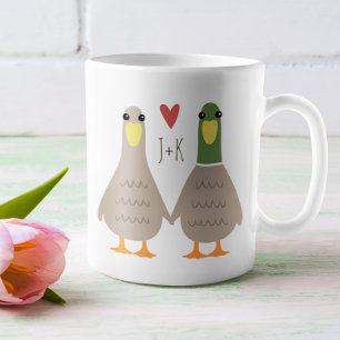 Mug Love Ducks Initiales personnalisées Saint-Valentin