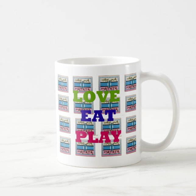 Mug Love Eat Play Hakuna Matata Art Print (Droite)