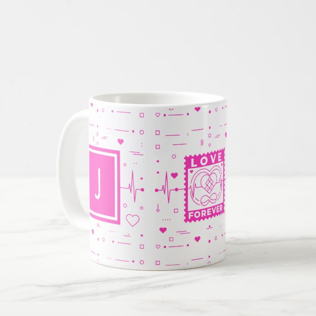 Mug Love forever Customize it with your initials (Devant gauche)