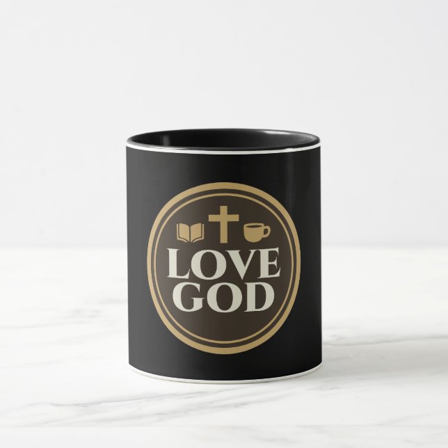 Mug Love God Drink Cafee Lire les livres Christian Art (Centre)