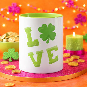 Mug Love Green Block Letters for Jour de la Saint Patr