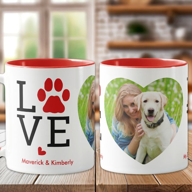 Mug LOVE Heart Photo personnalisée Animal de compagnie (Créateur téléchargé)