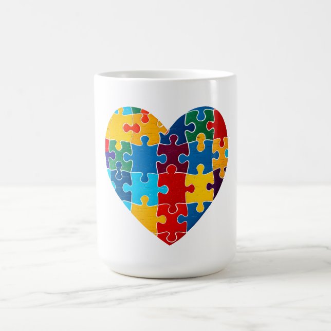 Mug Love Heart Puzzle Sensibilisation sur l'autisme d' (Centre)