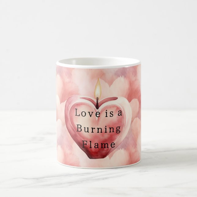 Mug Love Hearts Burning Flame Candle (Centre)