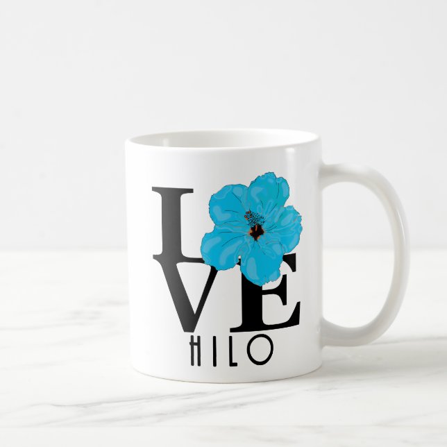 Mug LOVE Hilo Hibiscus bleu 11oz (Droite)