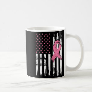 Mug Love Hope Faith Usa American Flag _ Cancer du sein