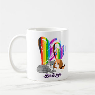 Mug Love Is Love Chat & Chien - LGBTQ+ Propriétaire d'