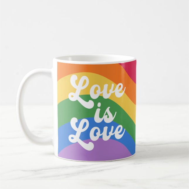 Mug Love Is Love Colorful Rainbow Retro Script (Gauche)