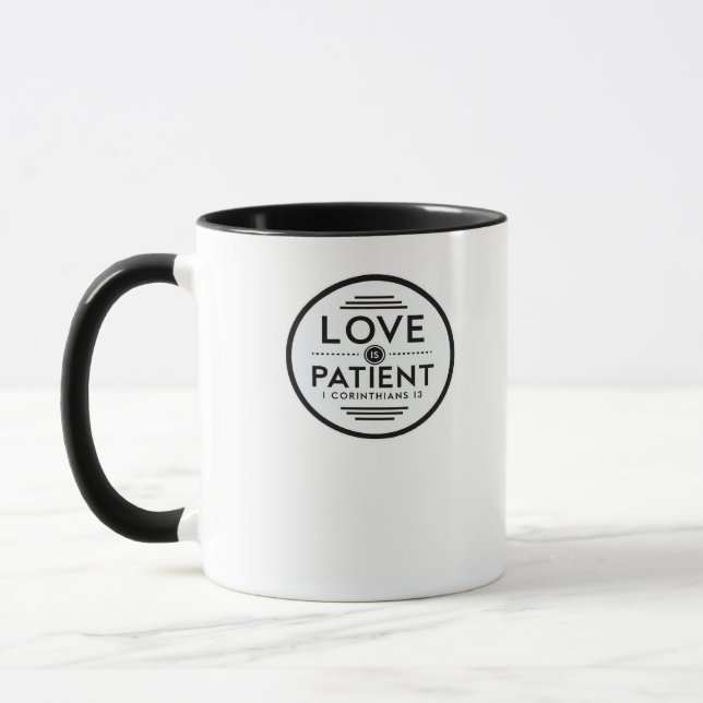 Mug Love Is Patient Clean Design  (Gauche)