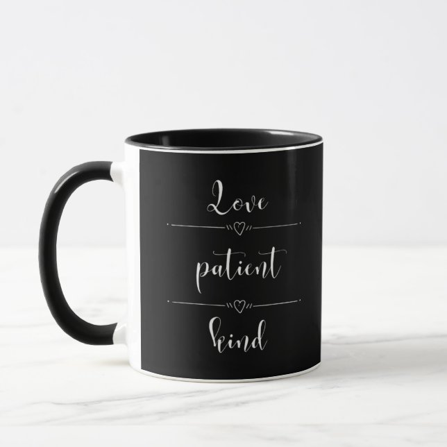 Mug Love Is Patient Minimal Heartfelt Design  (Gauche)