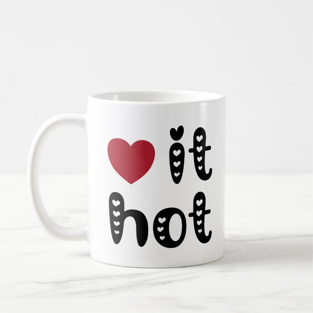 Mug Love It Hot with Hearts (Gauche)